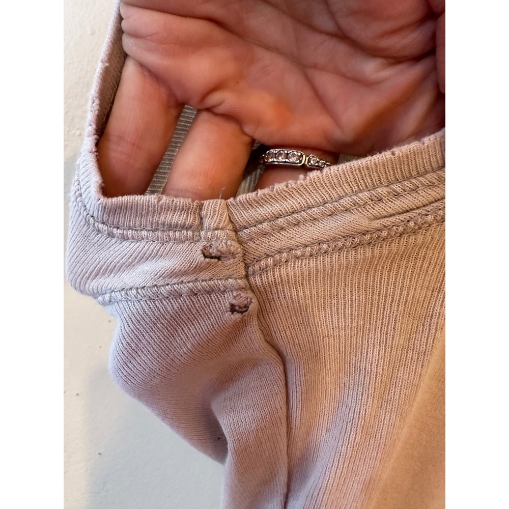 Zara Womens Destroyed Ribbed Knit Top Lite Grey Crew Neck Distressed Small - Picture 2 of 15